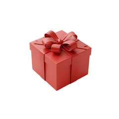 Obraz premium Elegant gift box with satin ribbon bow, isolated on white background—perfect for birthdays, holidays, weddings, surprises, celebrations, festive packaging, and seasonal promotions.