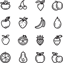 Fruit Black Line Editable Icons