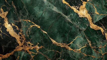 Luxury green marble texture background with gold veins for elegant interior design
