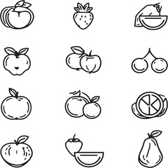 Fruit Black Line Editable Icons