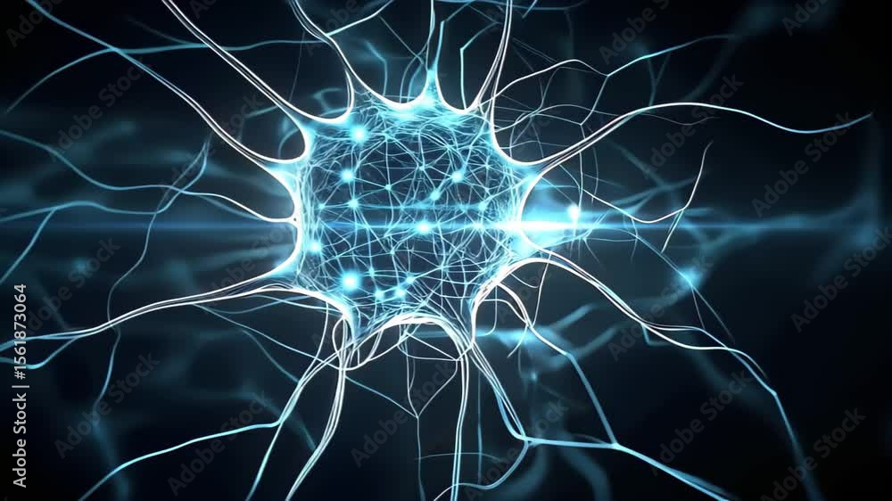 Aufkleber a stylized representation of a neuron, depicting its branching structure and electrical activity wit