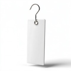 Fototapeta premium Blank White Retail Tag with Metal Hook, Isolated on White Background, Minimalist Product Mockup.
