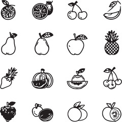 Fruit Black Line Editable Icons