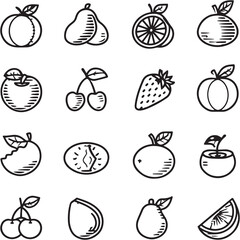 Fruit Black Line Editable Icons