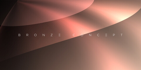 Elegant abstract vector with metallic bronze gradients and layered curved shapes on dark canvas. Perfect for luxury branding, digital artwork, stylish presentations, and high-end visual compositions.
