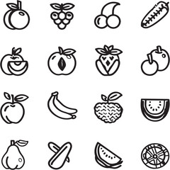 Fruit Black Line Editable Icons