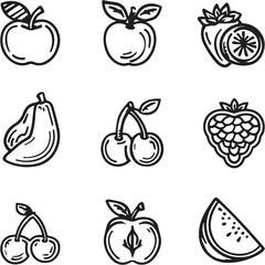Fruit Black Line Editable Icons