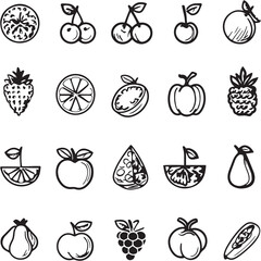 Fruit Black Line Editable Icons