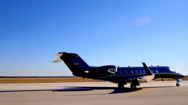 Black jet on tarmac