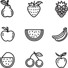 Fototapeta premium Fruit Black Line Editable Icons
