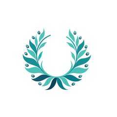 Obraz premium Elegant teal and teal laurel wreath with droplet accents