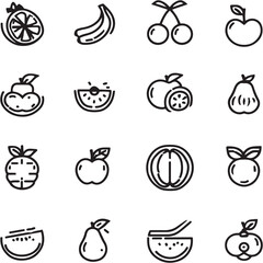 Fruit Black Line Editable Icons set