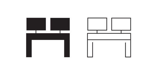 Dual Monitor Workstation Icons - Multi-Display & Productive Setup