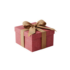 Obraz premium Elegant gift box with satin ribbon bow, isolated on white background—perfect for birthdays, holidays, weddings, surprises, celebrations, festive packaging, and seasonal promotions.