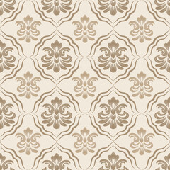Damask seamless pattern with brown floral elements, vintage design, vector illustration elegant for textile, wall paper, bedding, curtains, cushion cover, rug, scarf, upholstery fabric, fashion