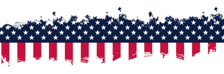 United states of America flag with brush paint texture isolated on png or transparent background. United states of America flag with transparent background.