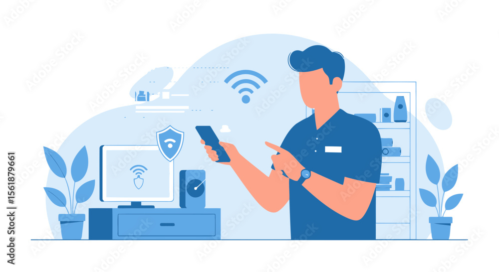 Poster smart home control via phone with high wireless network security system