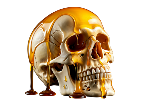 Human skull with crossbones isolated on white background scary anatomy symbol of death and danger