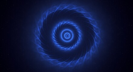 Ethereal Blue Spiral Galaxy in Starry Cosmic Void, Abstract Space Art