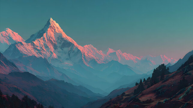 Majestic Himalayan Mountain Range at Sunrise - Powered by Adobe