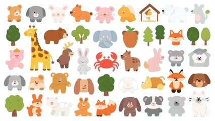 set of funny animals