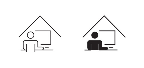 Work From Home Icon – Remote Job Symbol with Desk and Computer