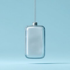 Obraz premium Serene Minimalist Glass Pendant Mockup Blank Rectangular Shape Hanging Light Blue Background
