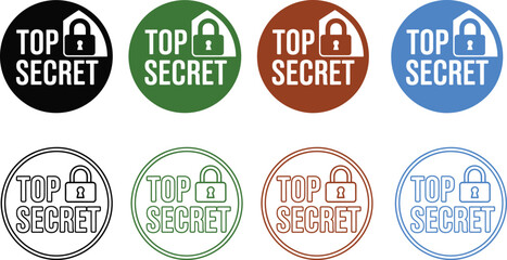 Obraz premium Top secret vector icons set collection of confidential data labels design