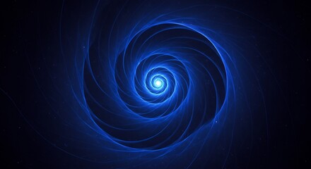 Naklejka premium Ethereal Blue Spiral: Luminous Fractal Art with Cosmic Depth and Dynamic Energy