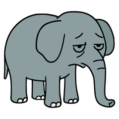 tired elephant wild animal flat color vector illustration template design
