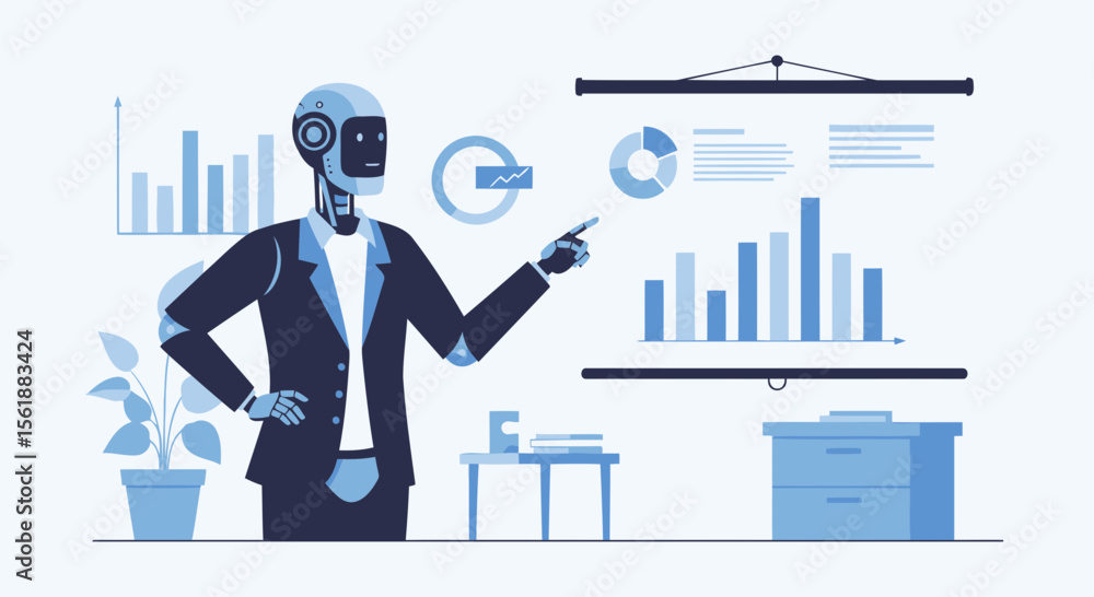 Poster ai presentation of business data analysis with digital transformation concept