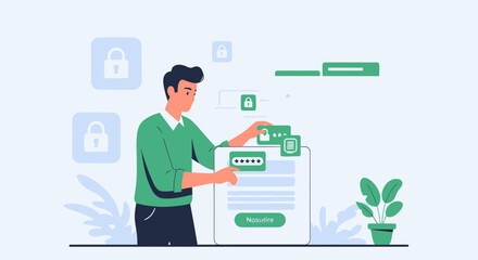 Man Securing His Account With Multi Factor Authentication and Password Protection