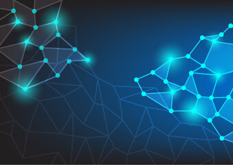 Abstract Technology Global Network Connection Polygon Neon Dots and Stripes. vector illustration stock illustration.