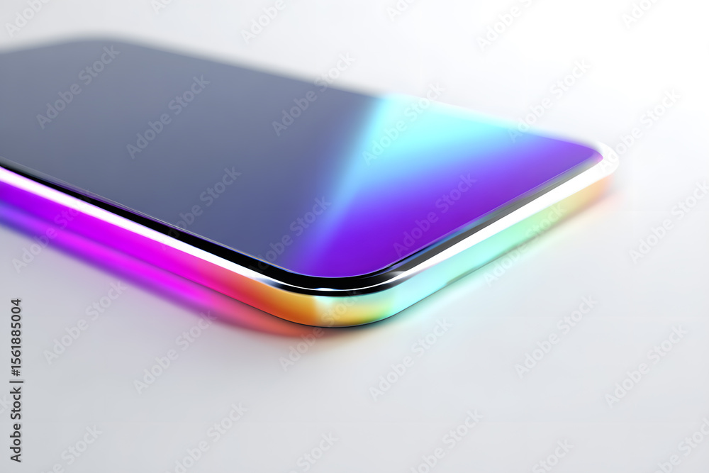 Aufkleber 3d render of a modern smartphone with a holographic display on a white background, featuring colorfu