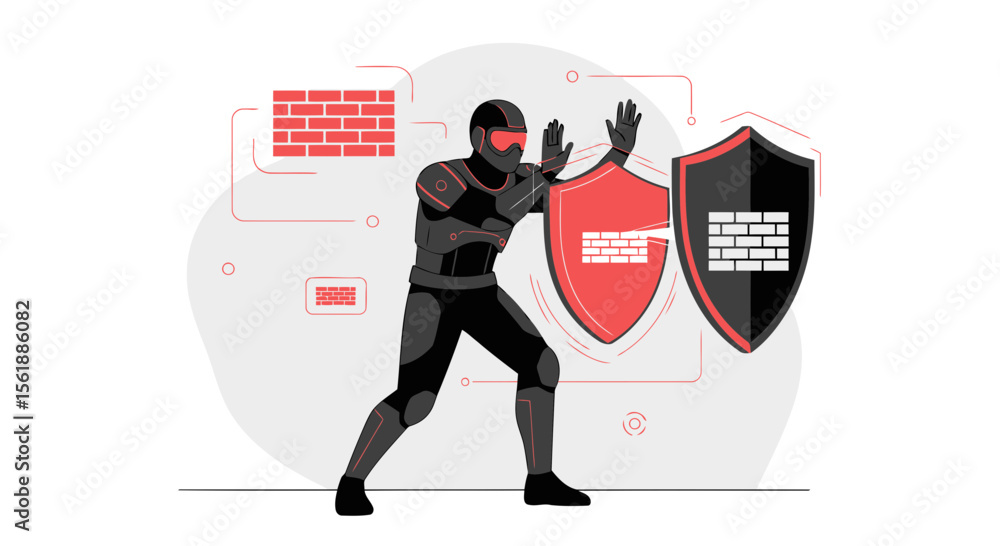Poster cyber security protector securing network against threats and protecting digital assets
