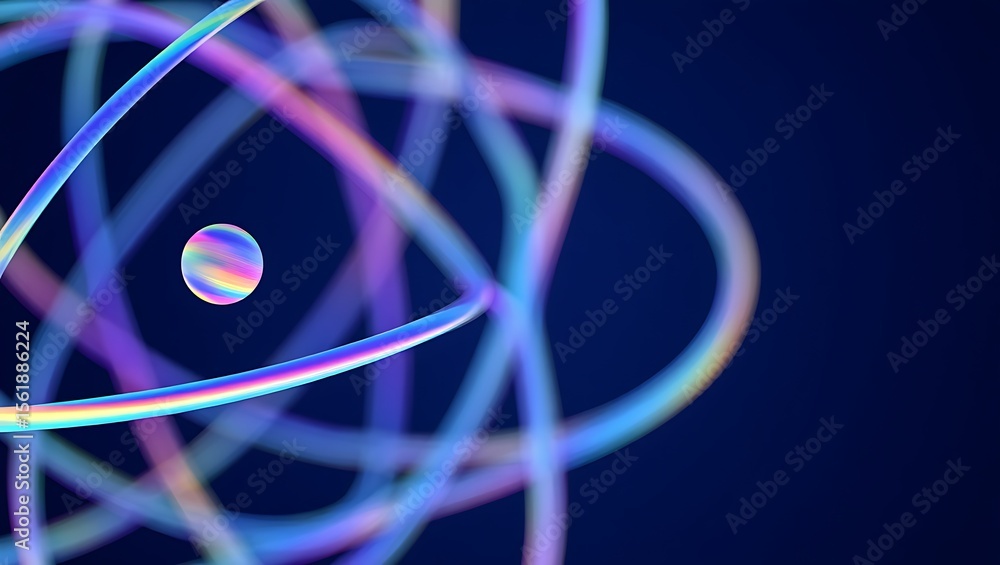 Poster abstract blue background with glowing bubbles and wave patterns