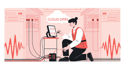 Network Engineer Maintaining Cloud Server Infrastructure In Data Center Facility