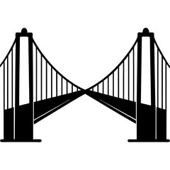 Suspension Bridge Silhouette – Minimalist Architecture Icon