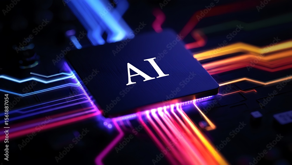 Poster close-up of an electronic circuit board with microchips and components