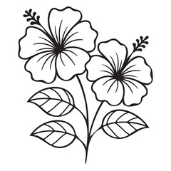 Elegant black and white hibiscus flower graphic design.
