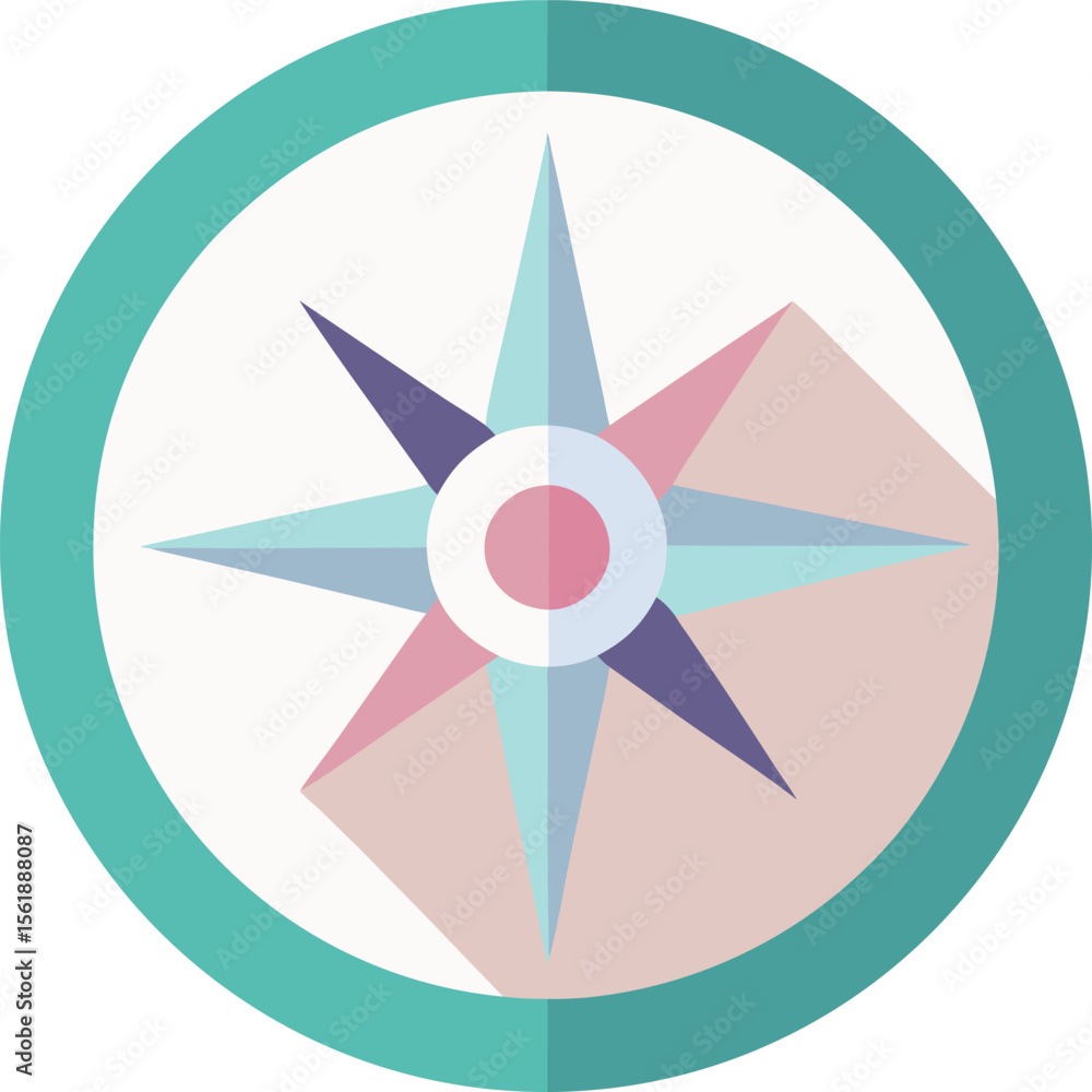 Poster pastel compass icon – navigation vector for travel app or map ui