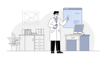 Scientist Innovating Technological Interface In Modern Laboratory Environment