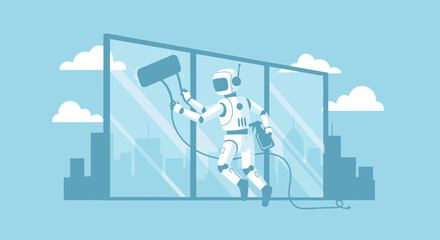 Futuristic Window Cleaning Robot Maintains City Buildings With Technological Efficiency