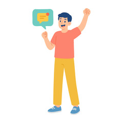man with chat bubble illustration