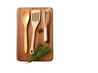 Fork knife wooden spoon and fork isolated on white background kitchen cutlery set