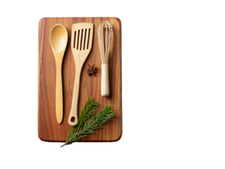 Fork knife wooden spoon and fork isolated on white background kitchen cutlery set