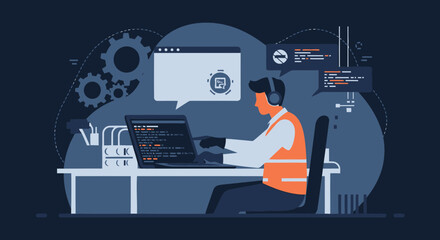 Man Coding Software Developer Programming Concept Working On Laptop