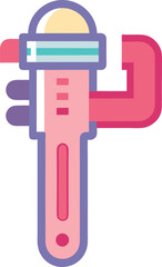 Pastel Pipe Wrench Icon – Plumbing Tool Vector for Repair or Home Services App