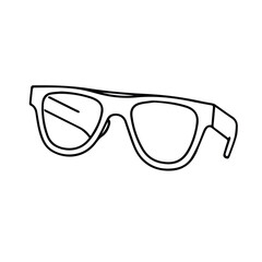 Fototapeta premium Stylish sunglasses in a simple line drawing. Stylish accessory against a plain white background. Fashionable eyewear for everyday use -