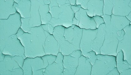 Obraz premium Close-up of soft turquoise creamy wall with deep visible cracks, textured background for design use